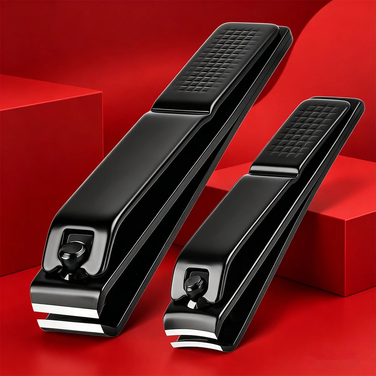 Premium Stainless Steel Nail Clippers Set - Large & Small Manicure Tools with Straight Curved & Oblique Cutters for Thick Nails