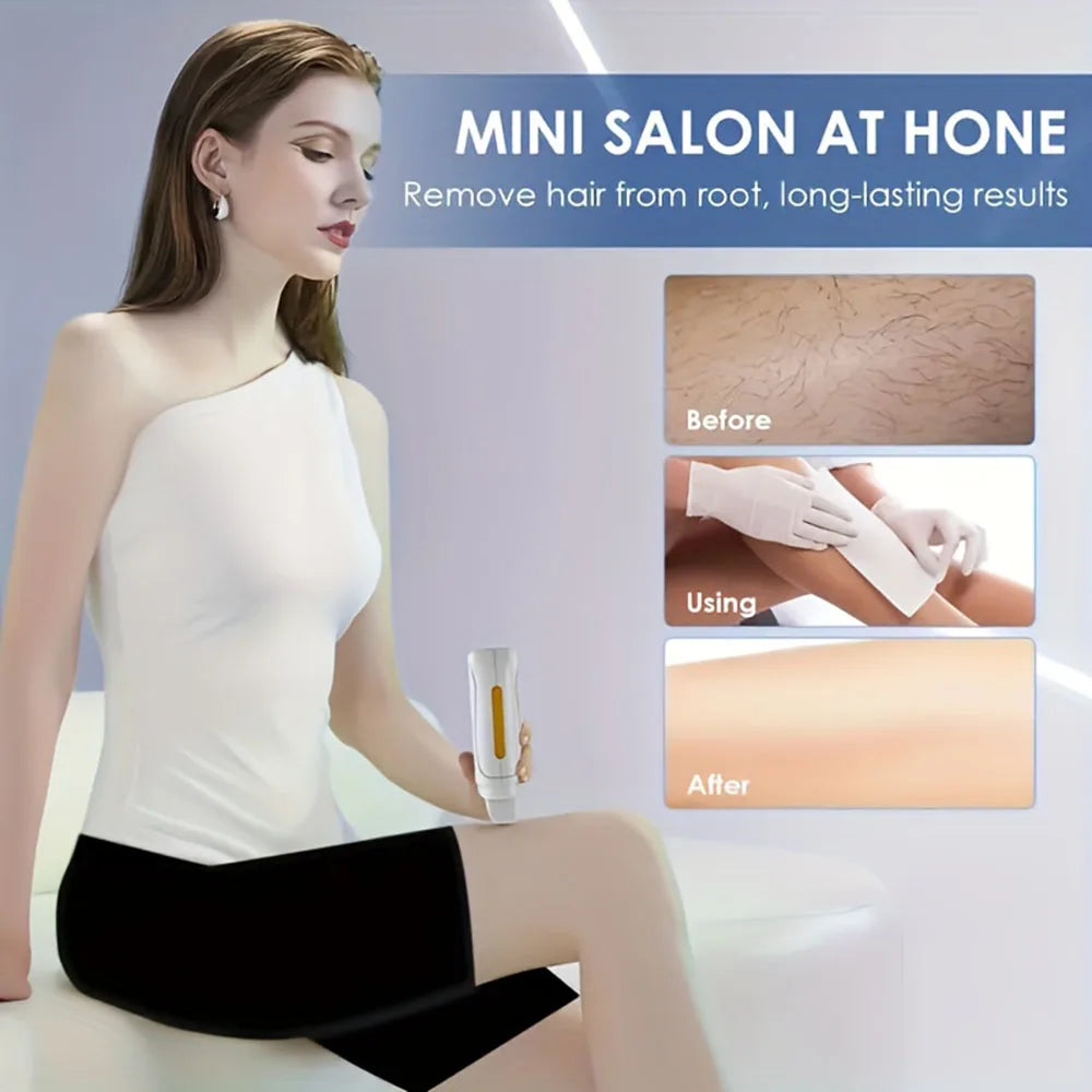 Roll-On Wax Waxing Kit for Women Men with Sensitive Includes 1 Wax Cartridge 50 Wax Strips 5 Wipes 110V Voltage Use