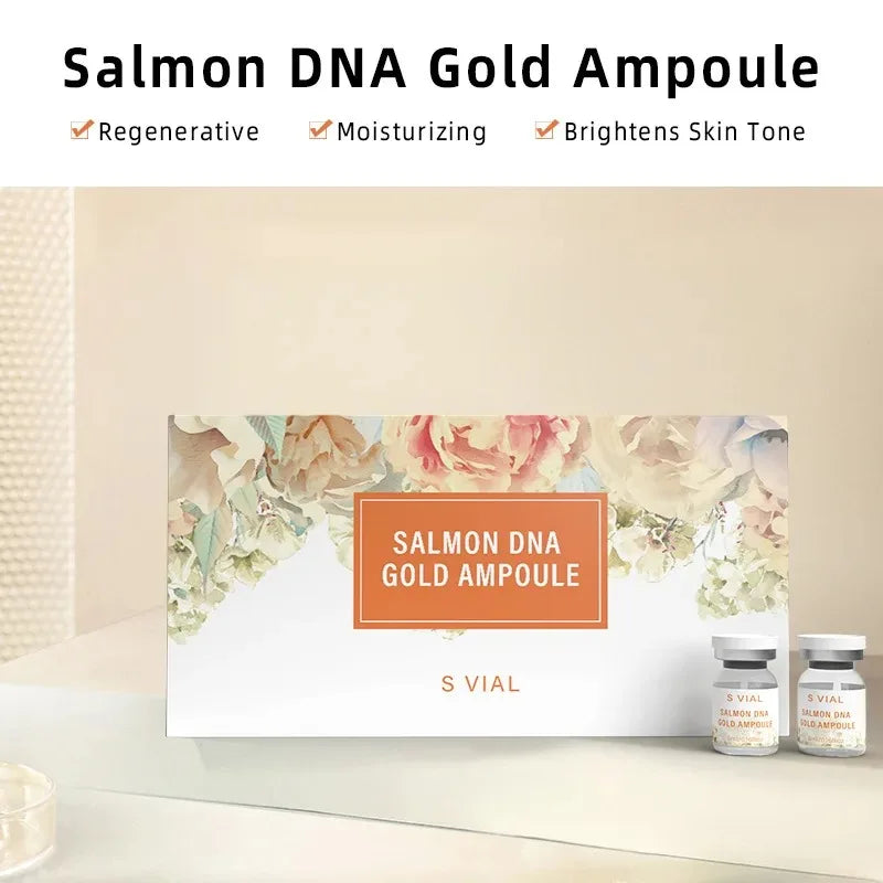 Face Salmon DNA Gold Ampoule Skin Booster Serum Kit Brightening Whitening Moisturizing Rejuvenation Care Skin