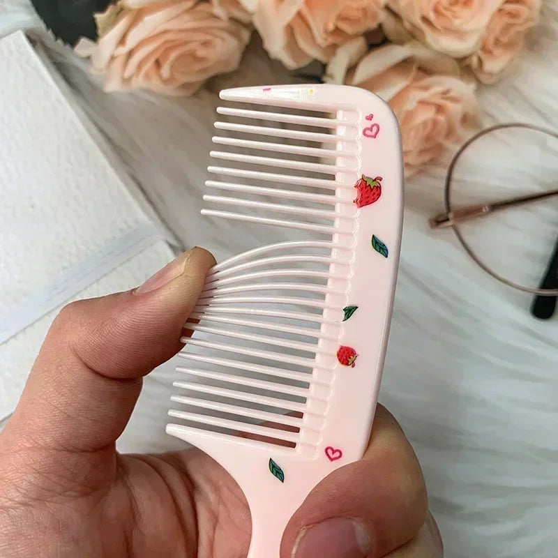 2pcs Cute Kids Hair Comb Set Anti-static Strawberry Comb for Girls Portable Hairdressing Comb