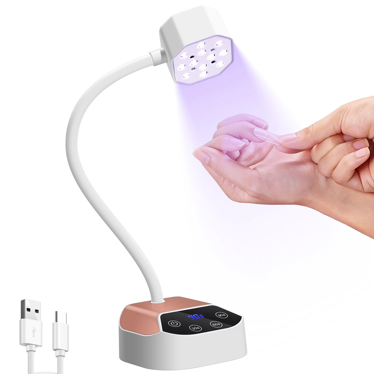 DianaBeauty UV Led Nail Lamp Desktop Rechargeable Nail Dryer with 4 Timer Settings and Auto Sensor Portable UV Light for Nails