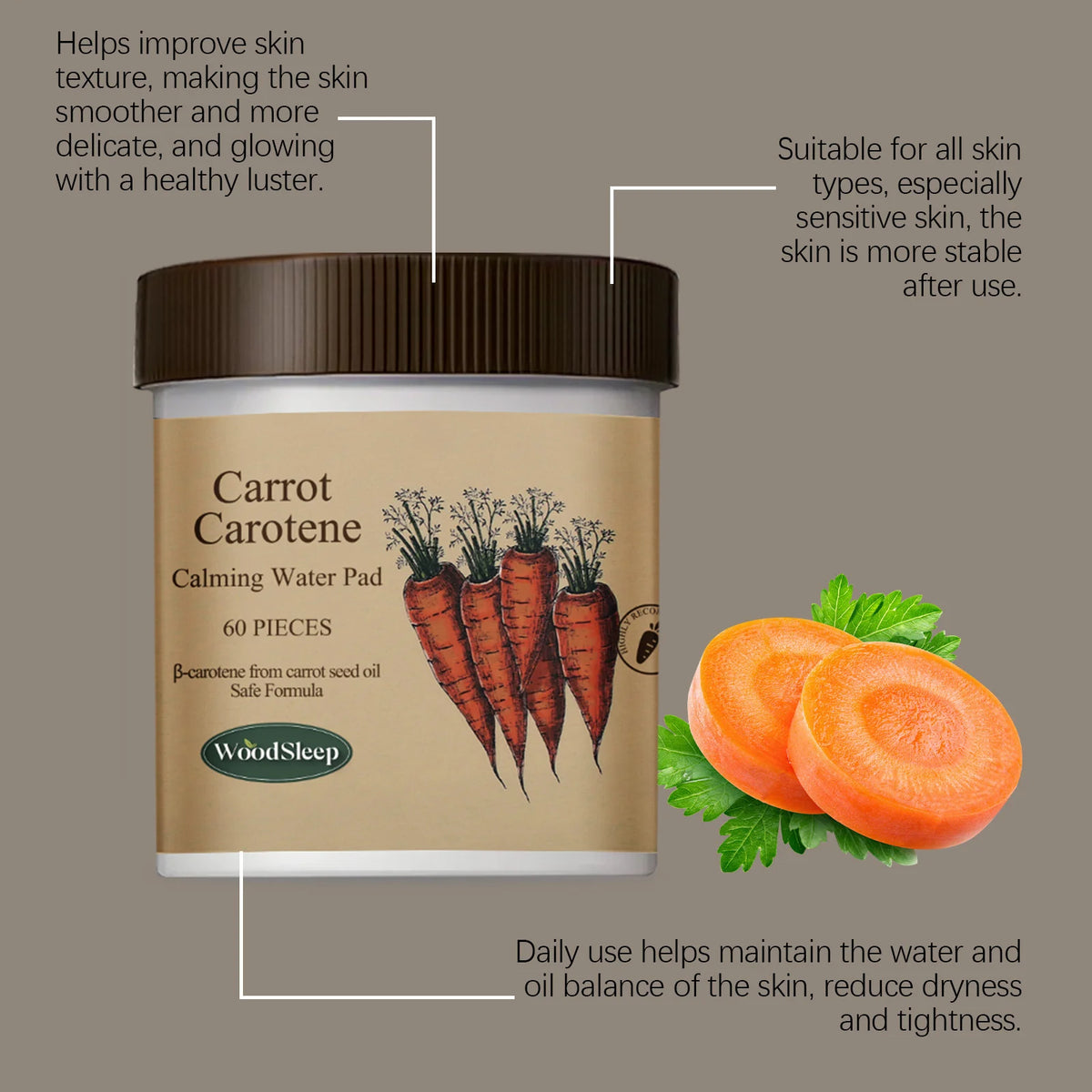 Carotenoid Calming Pads Repairing Damage Hydrating Smoothing Nourishing Firming Brighten Antioxidant Moisturizing Facial Mask