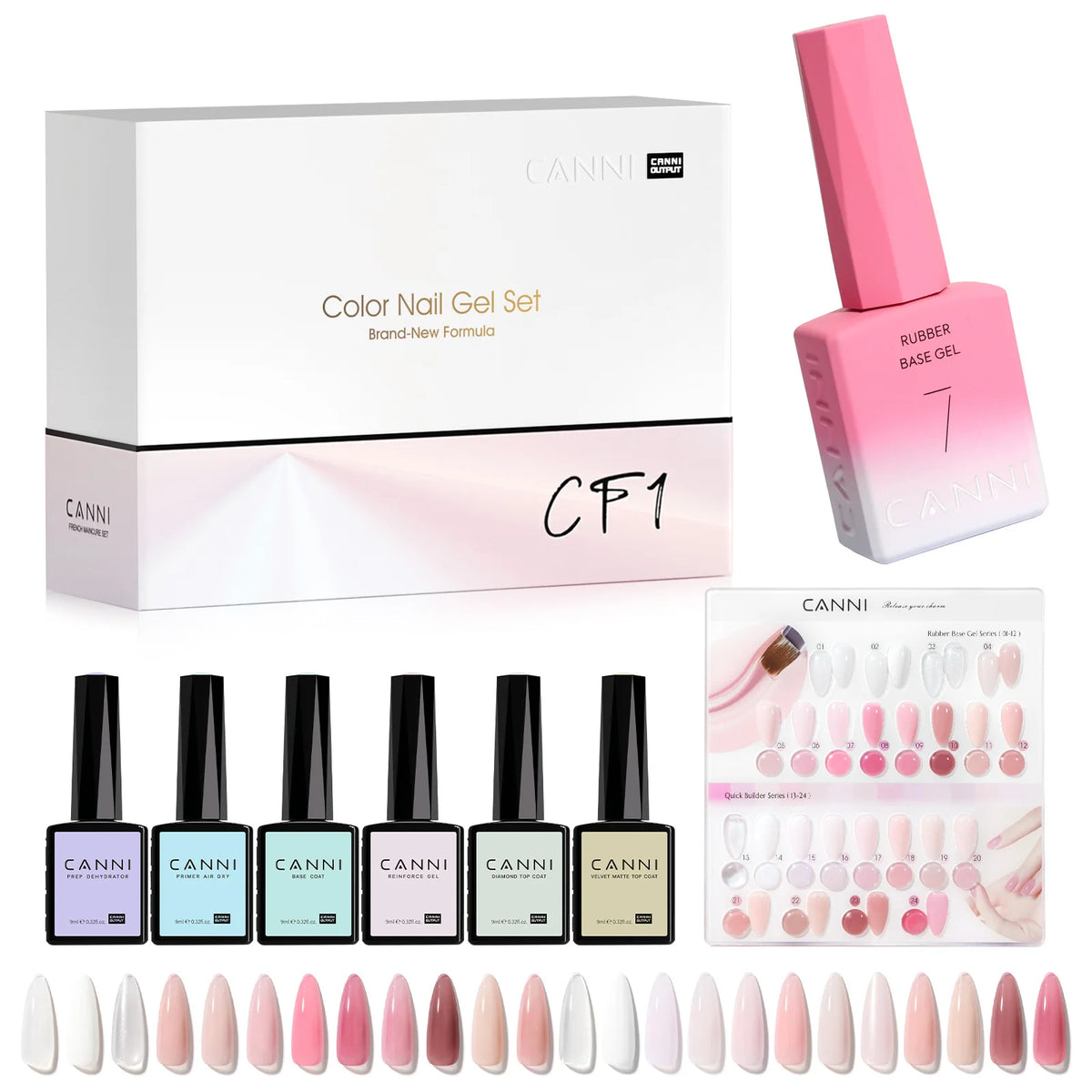 6pcs/kit HEMA/TPO FREE CANNI CF1 Nail Gel Polish Set Jelly Color Builder Nail Gel In Bottle UV Construction Semi Permanent Gel