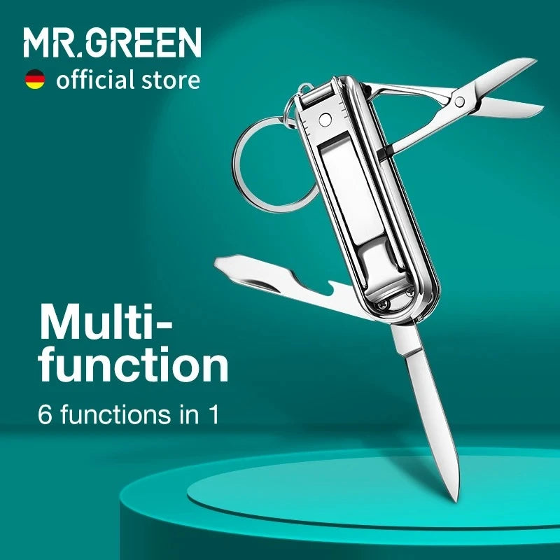 MR.GREEN Multifunctional Nail Clippers Six Functions Nail Files Bottle Small Scissor Nail Cutter Stainless Steel