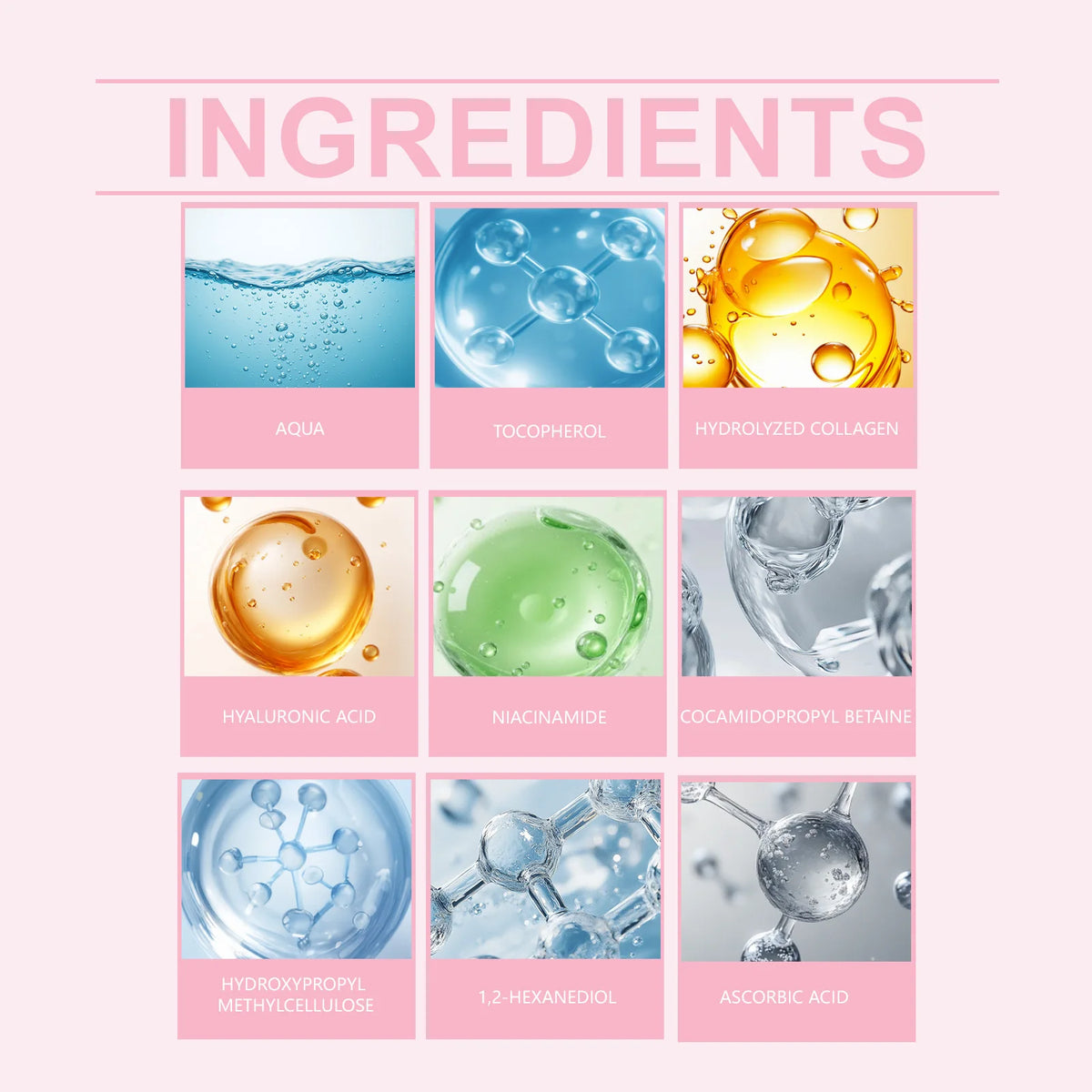 HOYGI Hydrolyzed Collagen Facial Cleanser Foam Deep Cleaning Remove Acne Oil Control Gentle Exfoliating Shrink Pores Face Wash