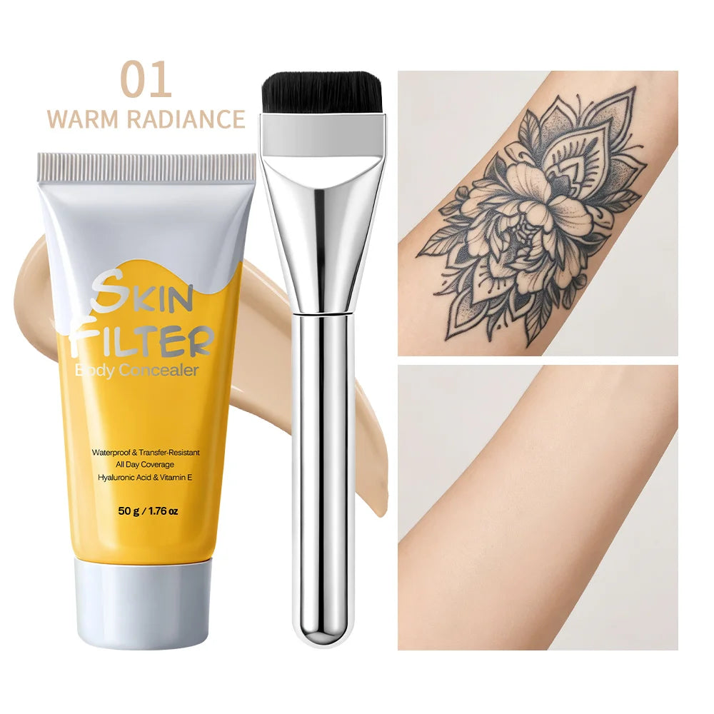 50ml Body Concealer Full Coverage Tattoo Cover Up Waterproof Hyaluronic Acid Hydrating Cover Scars Spots Veins Birthmarks Makeup