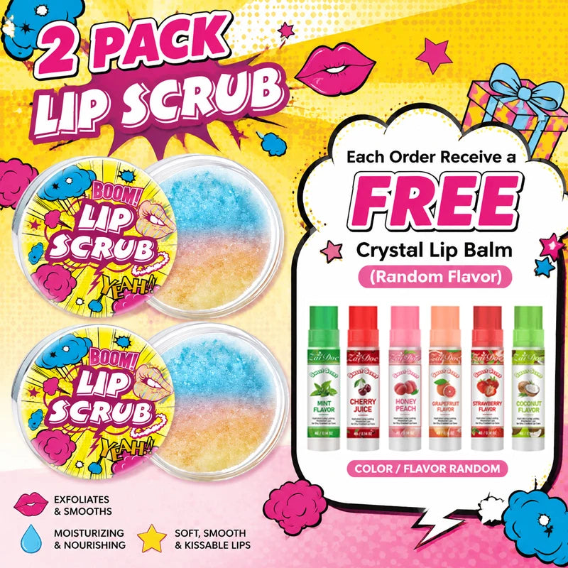 ZaiDoc 2Psc Lip Scrub Exfoliator Smooth Hydrate Dry Chapped Lips Gentle Lip Care Set with Moisturizing Formula 22g Each