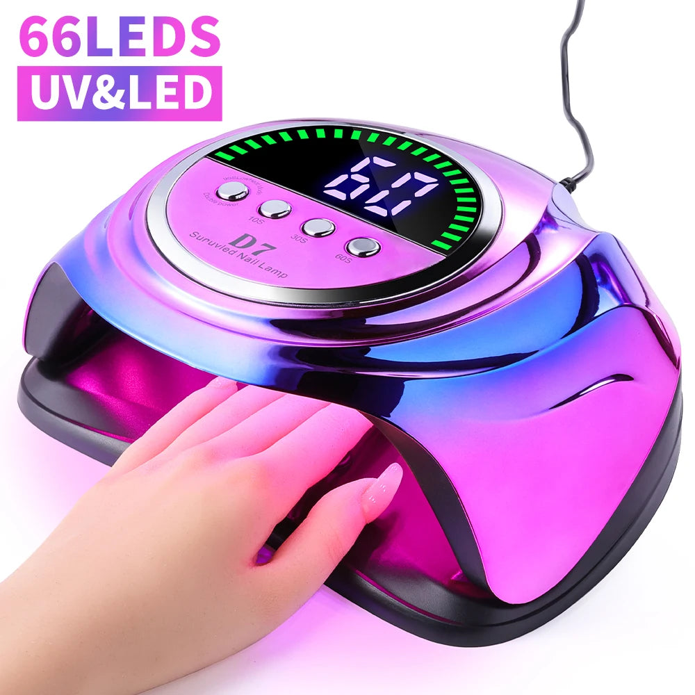 66 LED Professional Nail Drying Lamp with Auto Sensor Smart Drying Nail Gel Polish UV Lamp Removable Base Nail Salon Tool