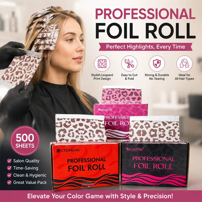 Professional Salon-Grade Embossed Textured Hair Coloring Foil, Anti-Slip Foldable Highlight Foil for Hair Dye Bleaching Salon Styling Tools