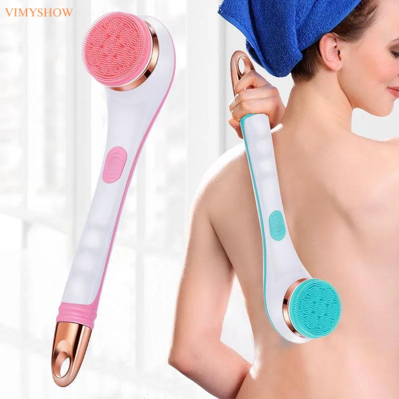 Electric Bath Brush Back Scrubber Rotating Shower Brush Body Brush Set Handle Deep Cleansing Exfoliation Massaging Spin Brush