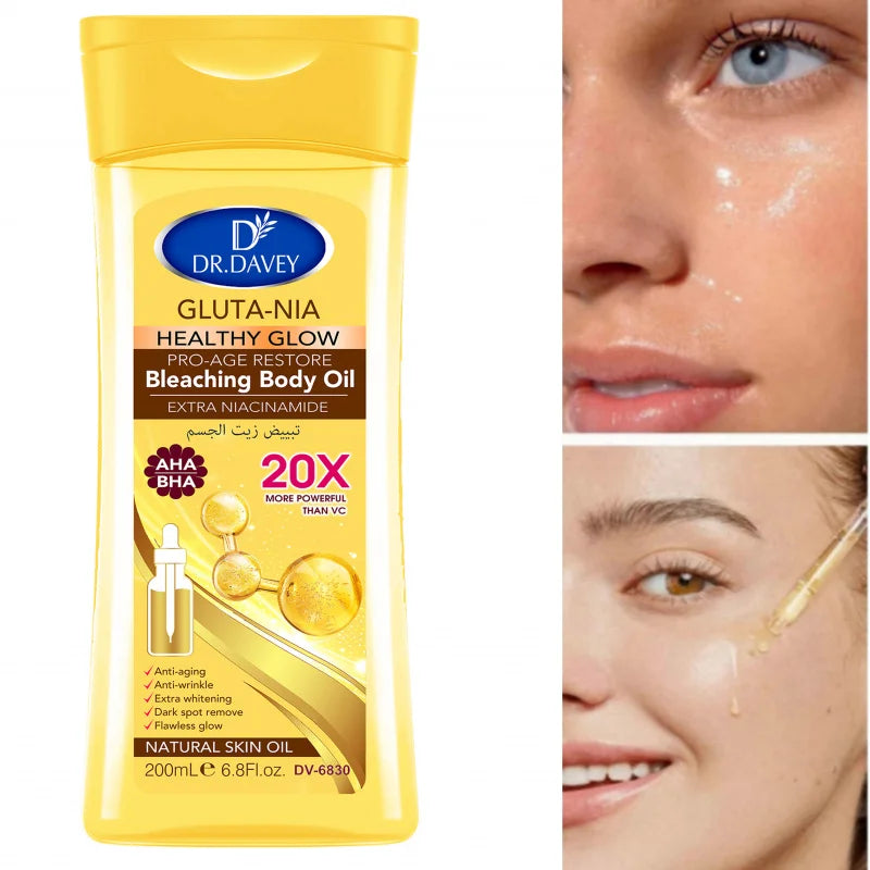 200ml DR.DAVEY GLUTA NIA Body Oil Skin Care Oil Moisturizes and Nourishes Skin Large Capacity Full Body Essential Oil