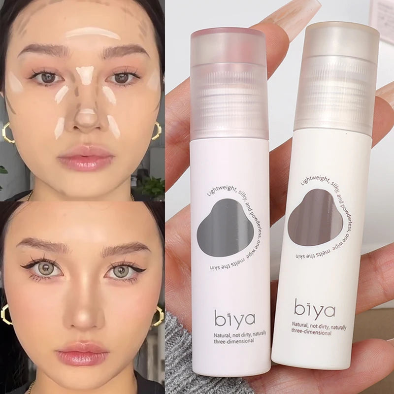 Matte Liquid Concealer Contouring Stick Skin Brighten Face Bronzer Contour Highlighter Grey Brown Woman V-face Shaping Cosmetics