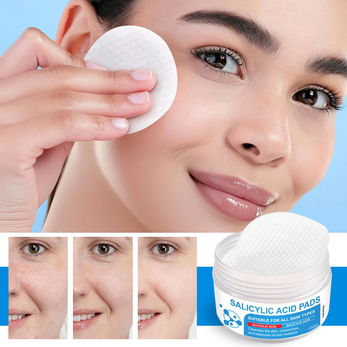 These dual-effect facial toner pads contain 4.5% AHA lactic acid and 0.45% BHA salicylic acid for exfoliation skincare