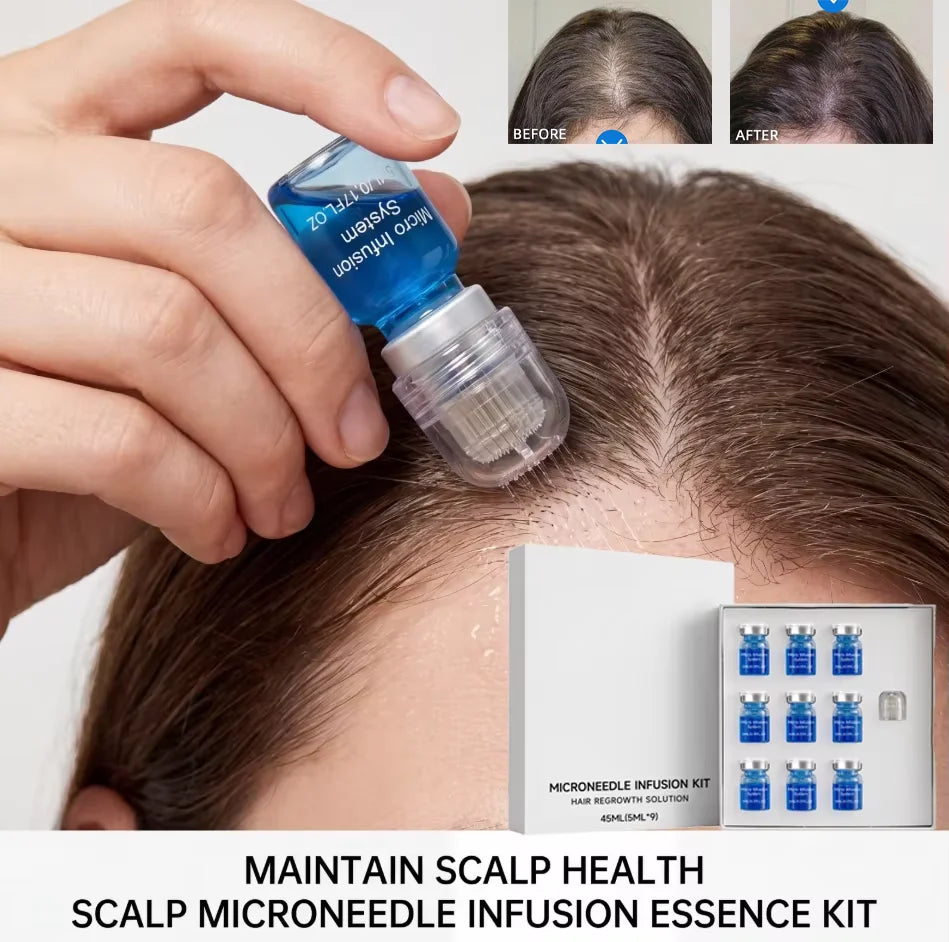 Microneedle Hair Regrowth Kit Solution Scalp Nourishing Serum For Hair Health Maintenance Needle Head Use Scalp Care Kit
