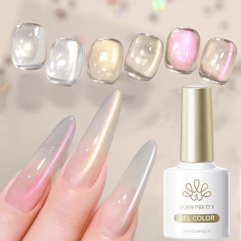 BORN PRETTY Gold Pink Cat Magnetic Gel Polish 10ml Water Light Spaking Glitter  Soak Off UV Semi Permanent Varnish Manicure