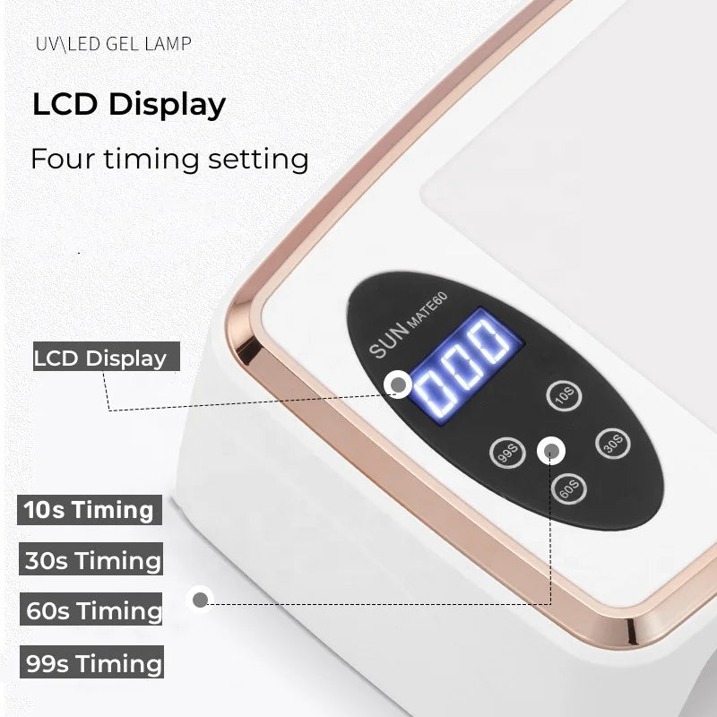 380W UV LED Nail Lamp 90 LEDS Nail Dryer Large Space for Curing All Gel Nail Polish Fast Drying Manicure Pedicure Salon Tool