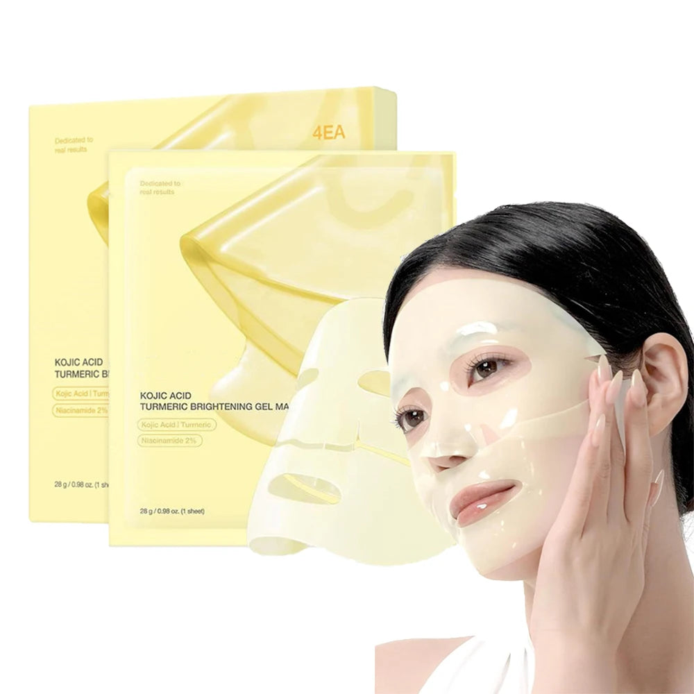4pcs/Box Absorbable Kojic Acid Turmeric Brightening Gel Mask Collagen Moisturizing Facial Mask Retinol Anti Wrinke Firming Mask