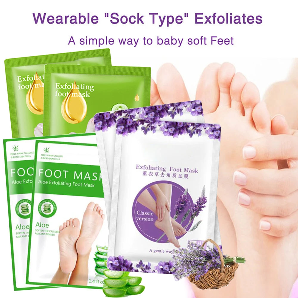 1/2/3 Pair Feet Exfoliating Foot Masks Pedicure Socks Exfoliation Scrub for Feet Mask Remove Dead Skin Heels Foot Peeling Mask