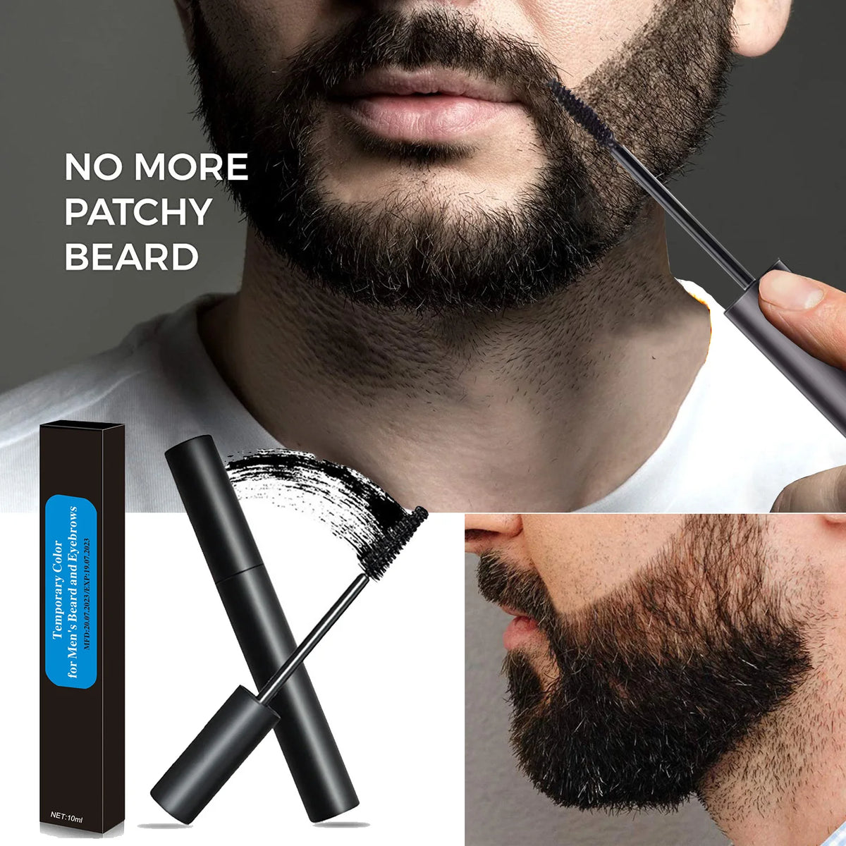 10ml Waterproof Long-Lasting Eyebrow Cream for Men with Brush Beard Color Dye Filler Bushy Eyebrows Styling Tools