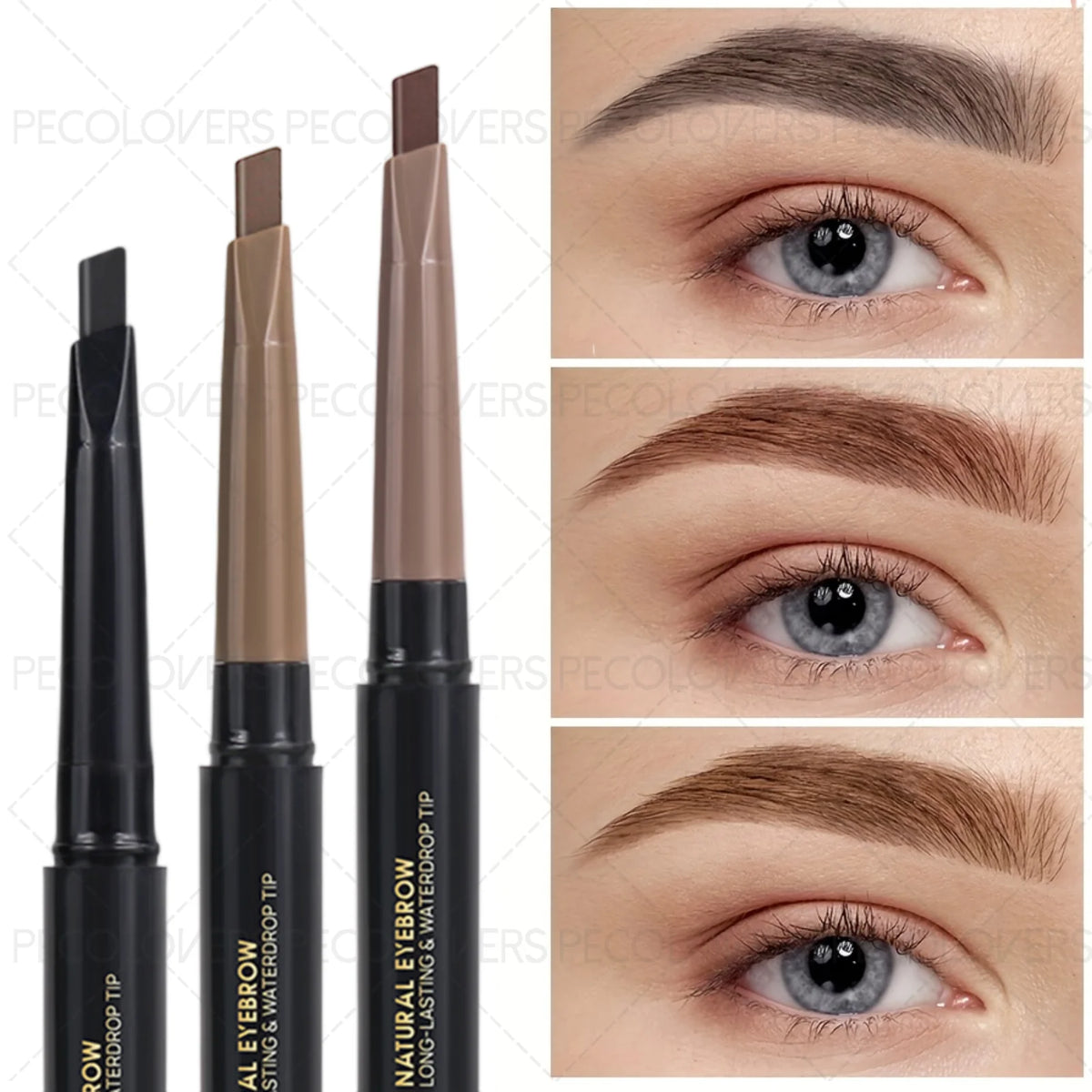 1Pc Pecolover Dual-Ended Eyebrow Pencils - Waterproof,Long-Lasting,Black, Gray, Dark Brown, Beginner-Friendly Eyebrow Pencils