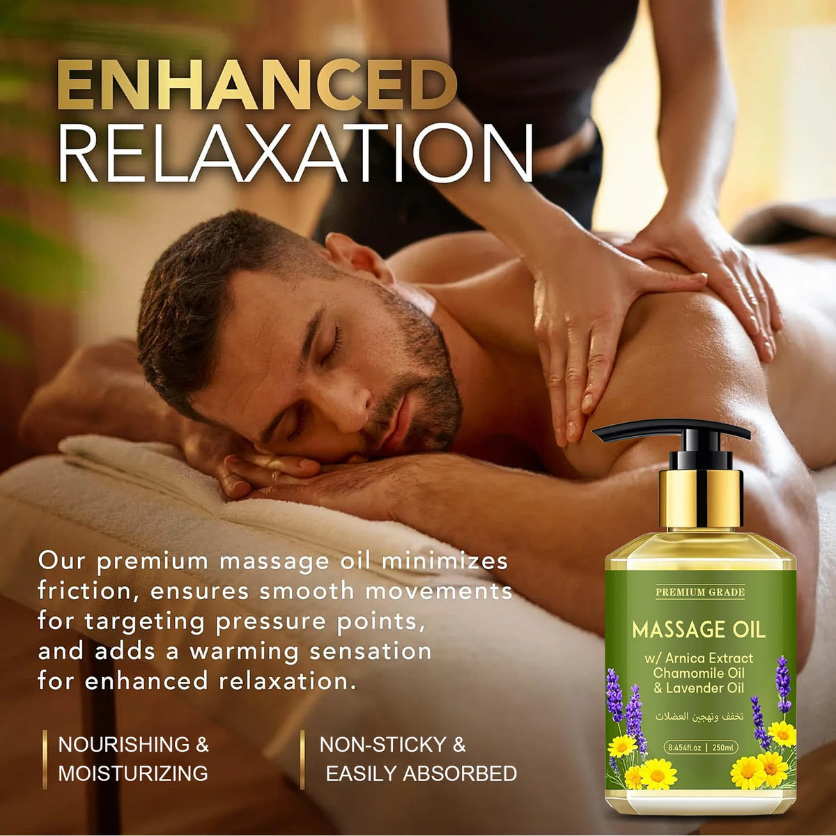 Chamomile and Lavender Essential Oil Massage Oil Nourishes the Skin, Relaxes the Mind and Relieves Muscle Tension 250ml
