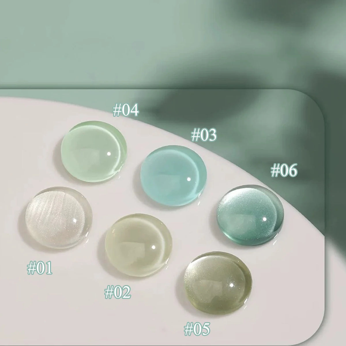 1-6pcs SHAKA Summer Green Glass Bead Cat Eye Gel Nail Polish 2026 New Style Ice Transparent White Mint Mambo Style Nail Gel