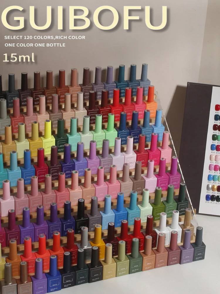 120 color Series Fall Shine Finish Semi Permanent Glitter Sequins Gel Nail Polish Set Kit Soak Off Uv Varnish Nail Art 15ml