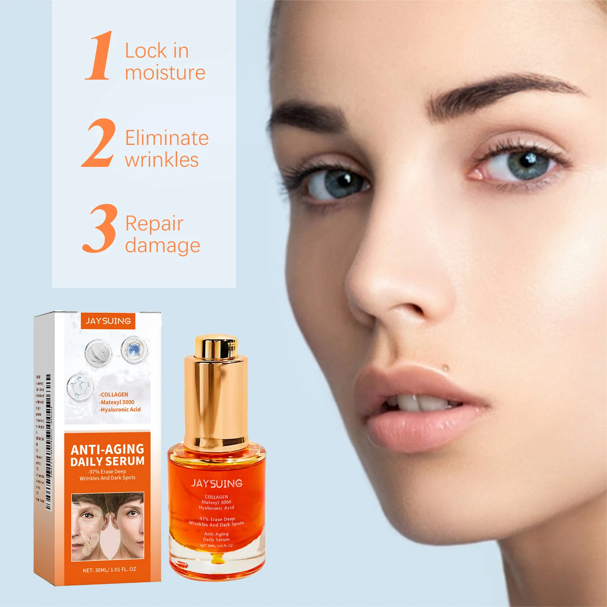Collagen Firming Face Serum W-rinkles Removal Firming Lifting Anti A-ging Fade Fine Lines Essence Brighten Moisturizing Serum