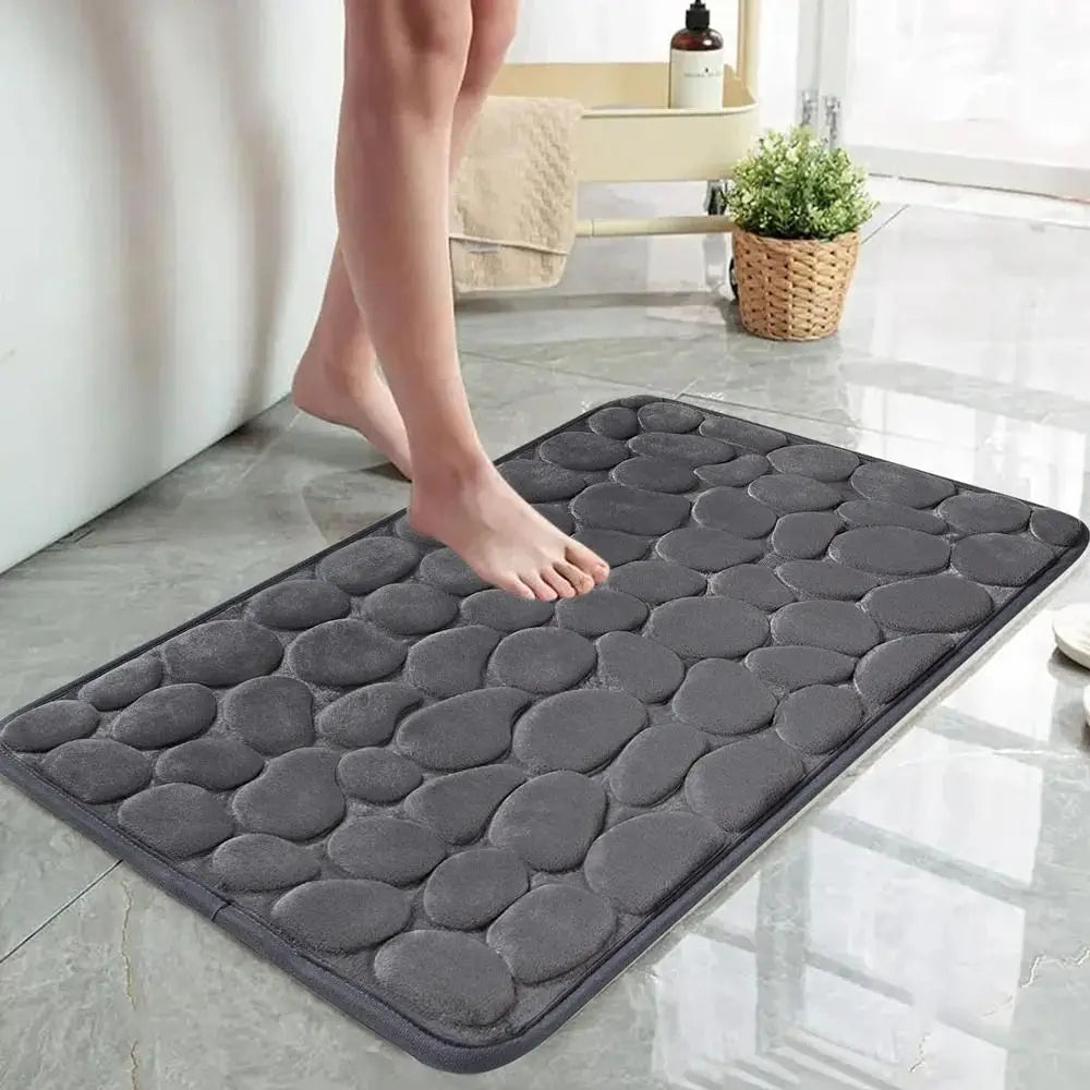 Practical Cobblestone Bath Mat Non-slip Thickened Bathroom Floor Mat Soft Absorbent Shower Doormat