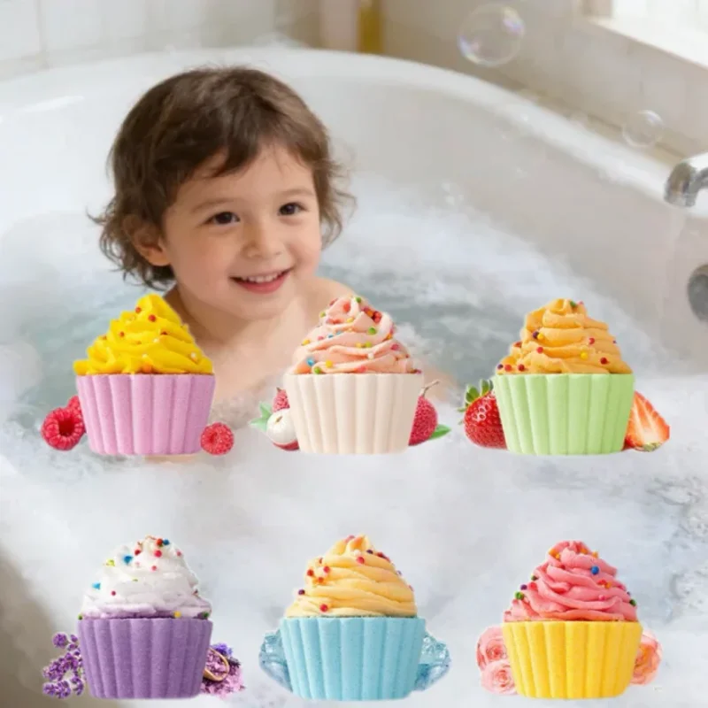 80g Cake Shaped Bath Salt Ball Bubble Bath Balls Creamy Children's Aromatherapy Essential Oil Bath Balls for Relaxing Soak