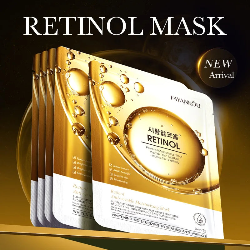 10pcs Vitamin C Niacinamide Retinol Face Mask Anti Wrinkle Moisturizing Brightening Firming Hydrating Facial Masks Skin Care