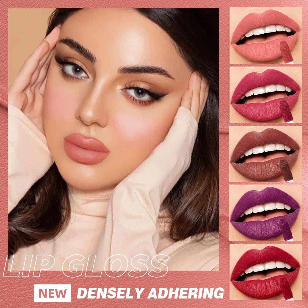QIBEST 24 Colors Matte Lipgloss Waterproof Lasting Liquid Lipstick Nude Purple Lip Tint Makeup Lip Glaze Cosmetics Red Lip Stain