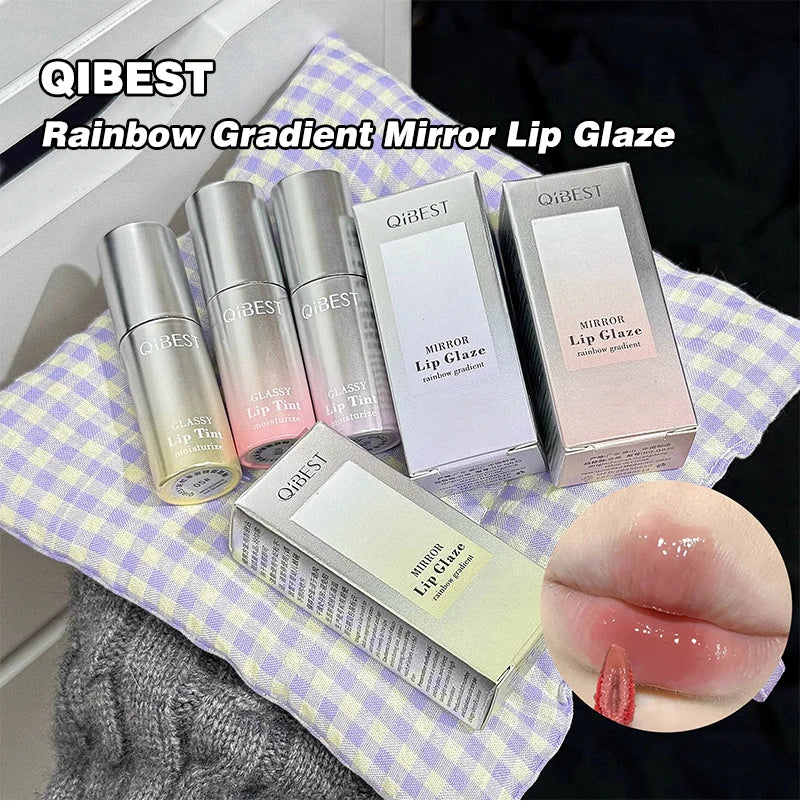 QIBEST Watery Mirror Lip Gloss Long-lasting Moisturizing Easy Wearing Water Glass Lip Glaze Hydrating Sexy Red Lip Tint Makeup