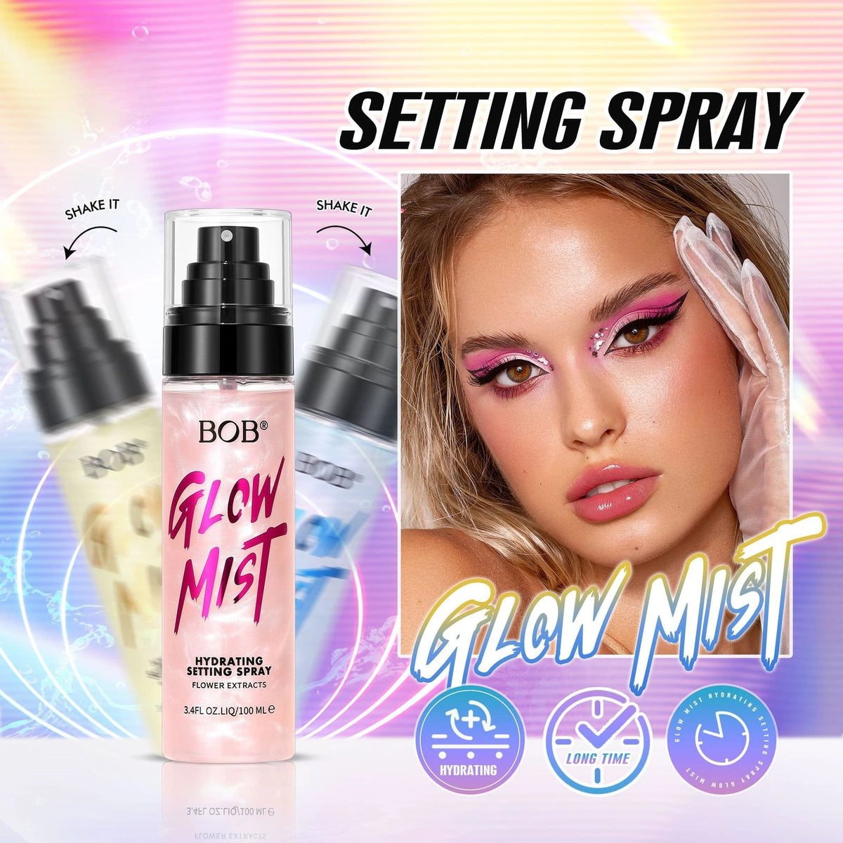 Gilded Fine Glitter Waterproof, Sweat-proof, Long-lasting Oil-control, Moisturizing and Setting Spray for Cosmetics