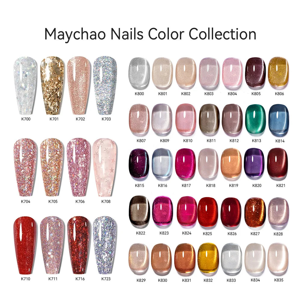 MAYCHAO Cat Eye Magnetic Gel Nail Polish Glitter Effect Semi Permanent Soak Off UV Gel Varnish Manicure For Nail Art