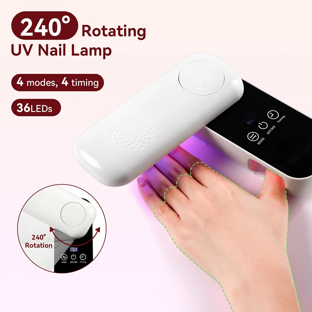 Rotatable UV Light Nail Lamp 36LED Lights Gel Nail Polish Curing Lamp Portable Dual Lamp Nail Dryer For Single Finger Full Hand
