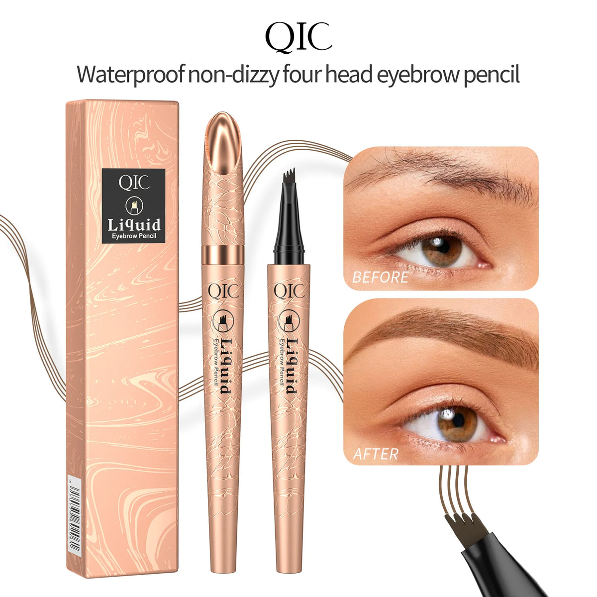 4 Tips Eyebrow Pen Waterproof Anti-smudge Long Lasting Liquid Brow 4 Colors Microblading Natural Wild Eyebrow Makeup