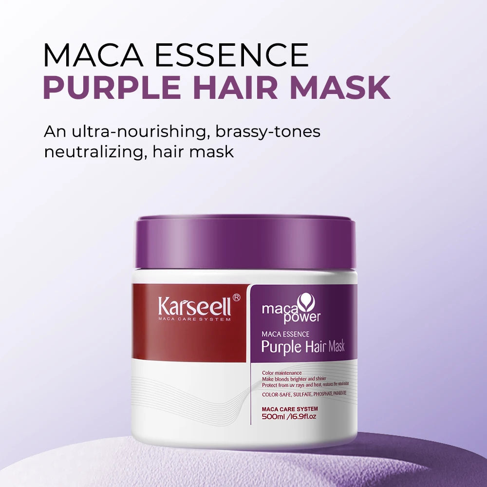 Karseell Purple Hair Mask 100ml/500ml Professional Neutralizes Brass Yellow Tones  For Blonde Silver Gray Highlighted Hair