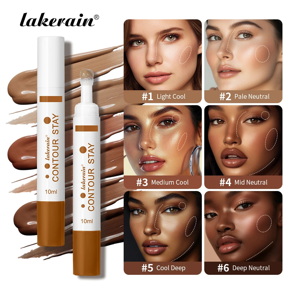 6 Colors Liquid Contour Long Wear Bronzer Cream Contour Makeup Long Lasting Nourishing Hydrating Face Contour 6 Colors