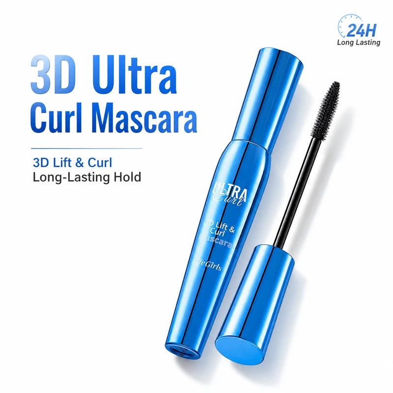 LifeGirls 3D Curling Mascara Waterproof Lengthening Volumizing No Clumping Smudge Proof Long Lasting Black Eye Makeup Eye Lashes