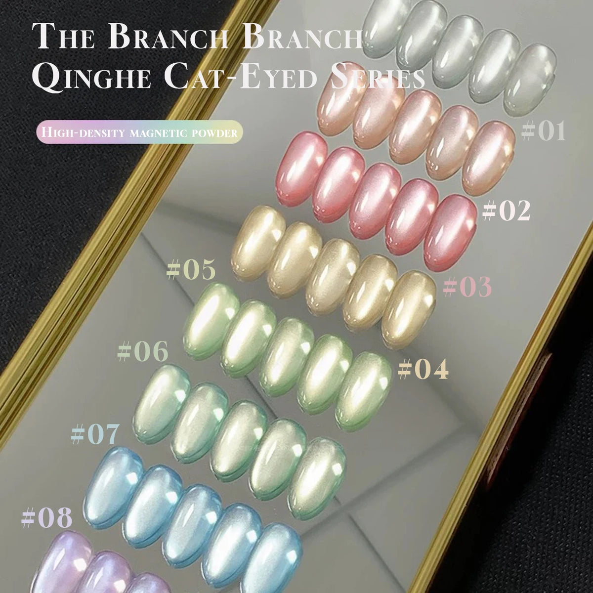 MIANEL 12ML 1-8PCS Lychee Green Lotus Ultra Sparkling Cat Eye Gel Polish High-Density Mirror Glass Bead 2025 Autumn New Arrival