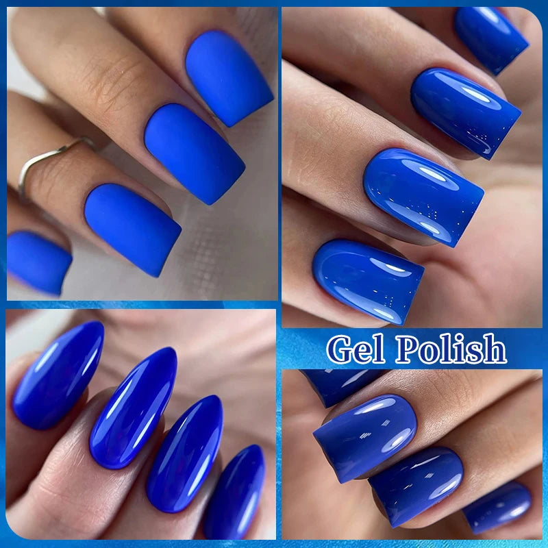 LILYCUTE 7ML Matte Blue Color Gel Nail Polish Autumn Winter Deep Color Semi Permanent Soak Off Nail Art For Manicure Gel Varnish