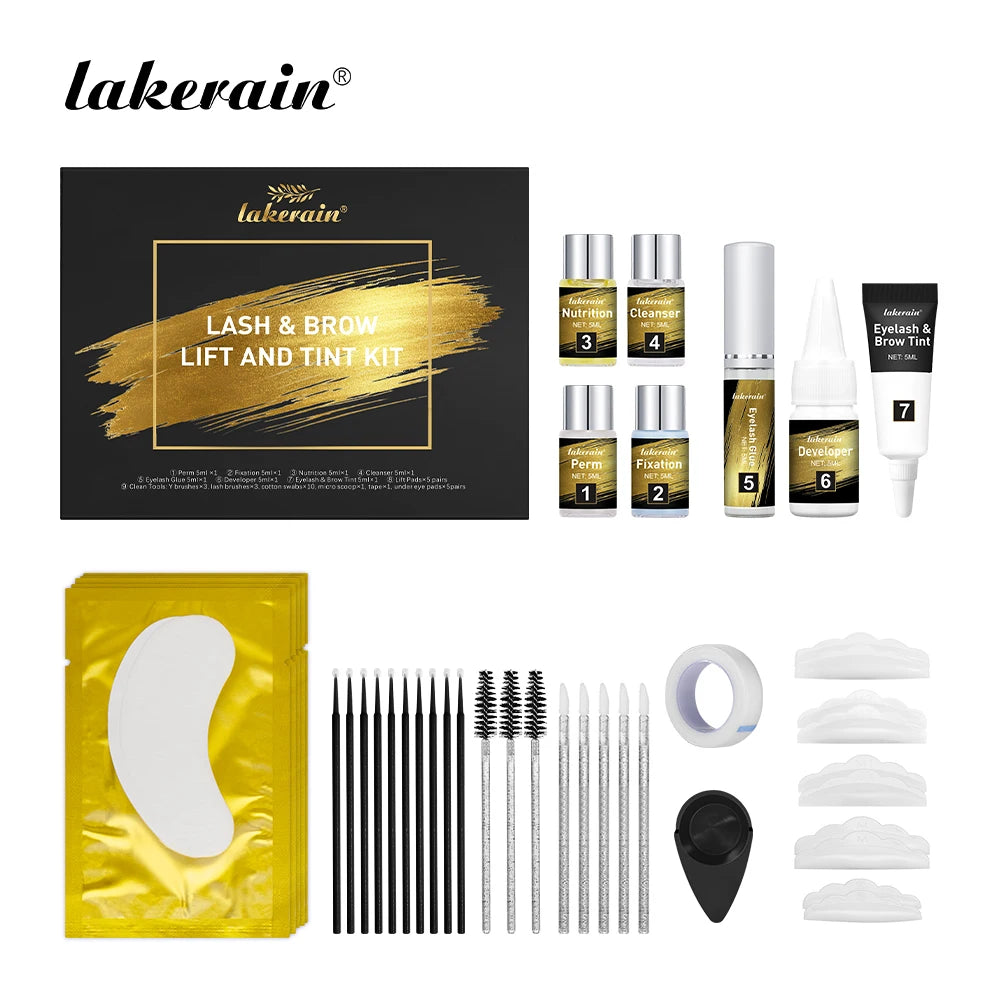 Lash & Brow Lift Tint Kit Lash Brow Perm Fix Curled Lashes Long Lasting Eyebrow Lamination Salon DIY Female Beauty Makeup Supply