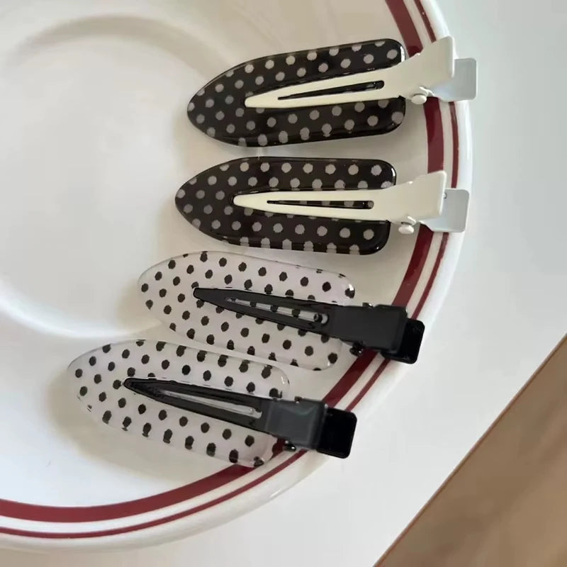 Black White Polka Dot Acrylic Hair Clips Minimalist Secure Hold Suitable for Daily Wear Party Outfits Hair Styling Accessories