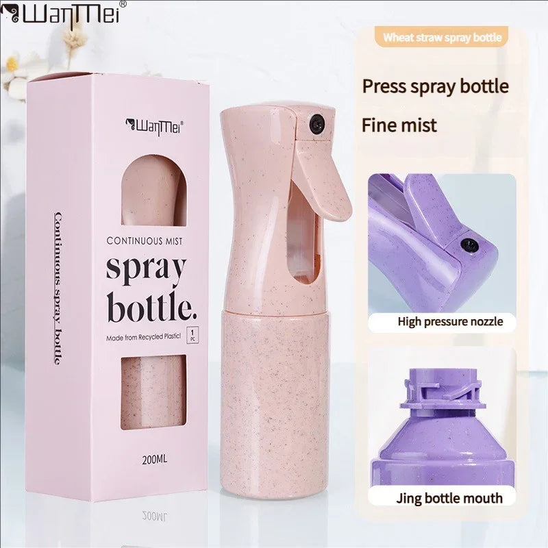 200ML Wheat Straw Continuous Spray Bottles Hairdressing Pressure Sprinkling Bottle Barber Salon Hairdressing Styling Tools