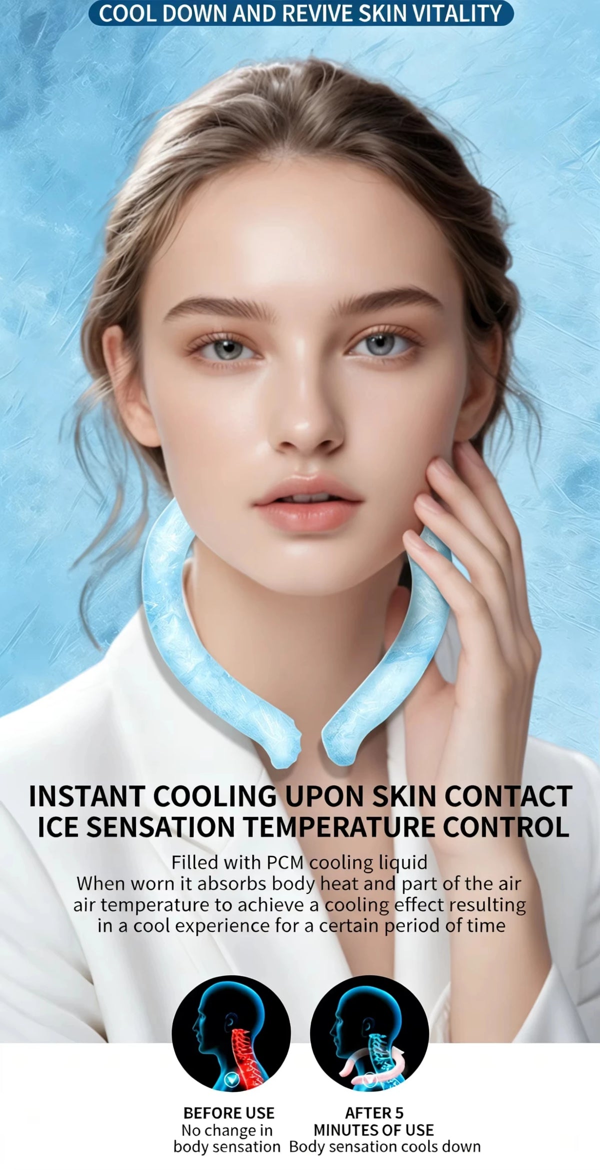 Neck Cooling Tube Wraps Ice Ring Neck Cooler Personal Ice Pack Wrap for Hot Weather Gel Reusable