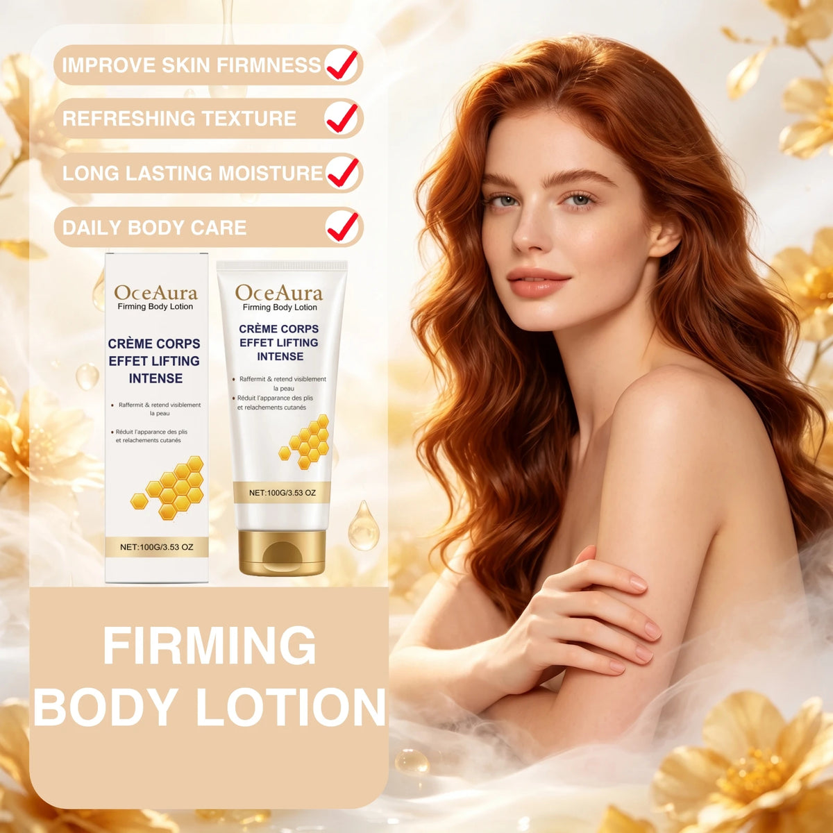 Firming Body Lotion With Honey Extract Deep Moisturizing For Sagging Skin Anti-Aging Body Care Cellulite Skin Tightening Cream