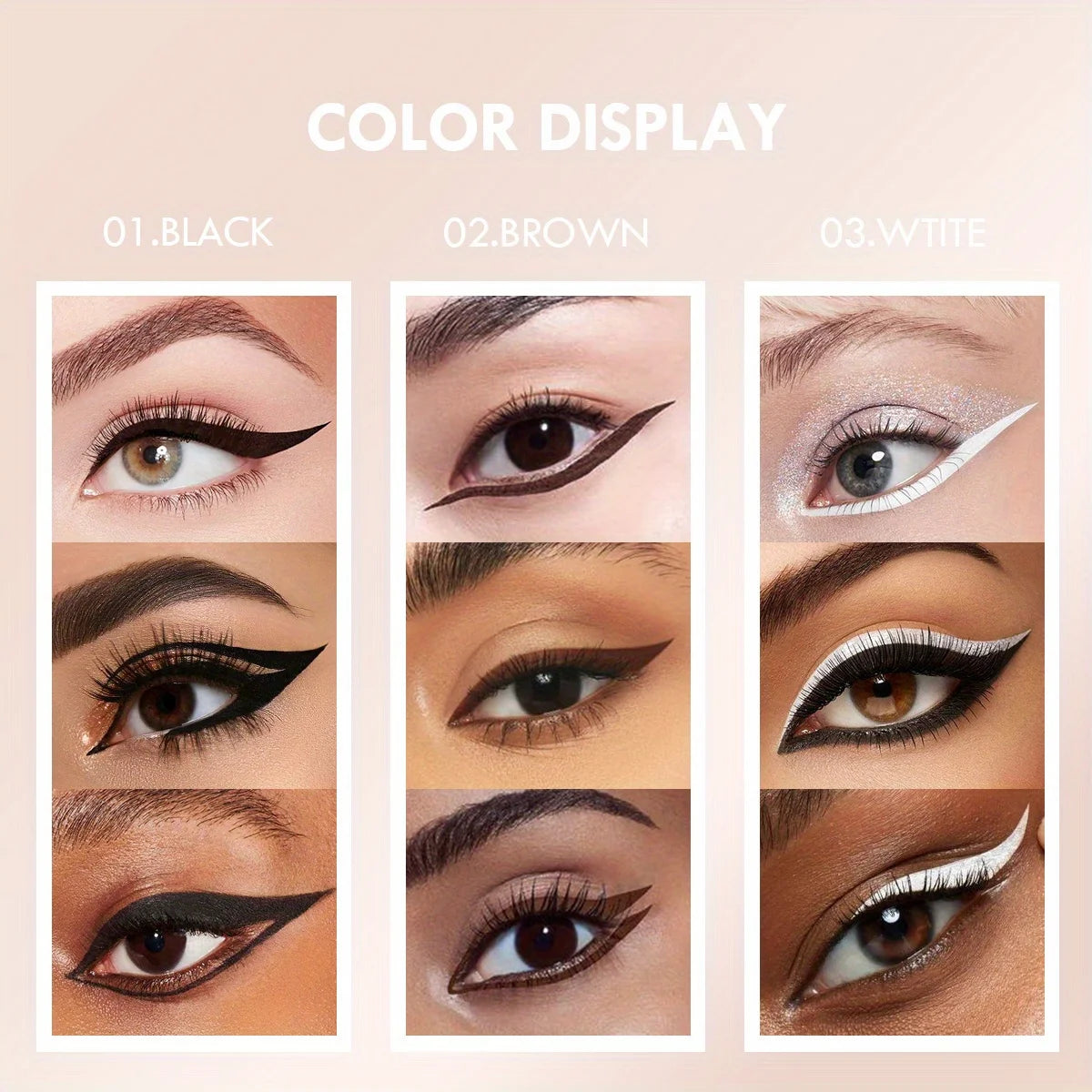 Ultra-thin Waterproof Liquid Eyeliner Dry Quickly Smooth Eye Liner Long Last Lower Eyelash Pen  Makeup Cosmetics 6 Colors