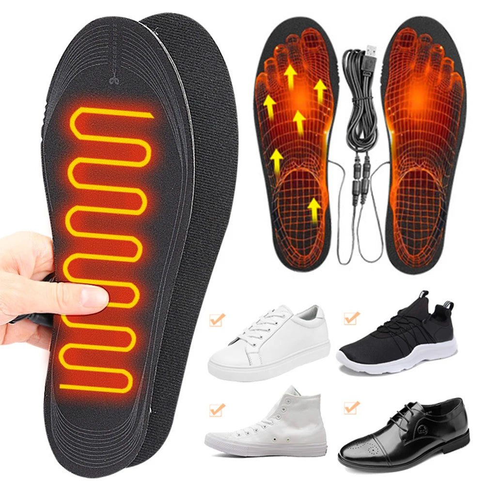USB Heated Shoe Insoles Electric Heated Shoes Pad Cuttable Foot Warming Pad Rechargeable Foot Warmer for Skiing Hiking