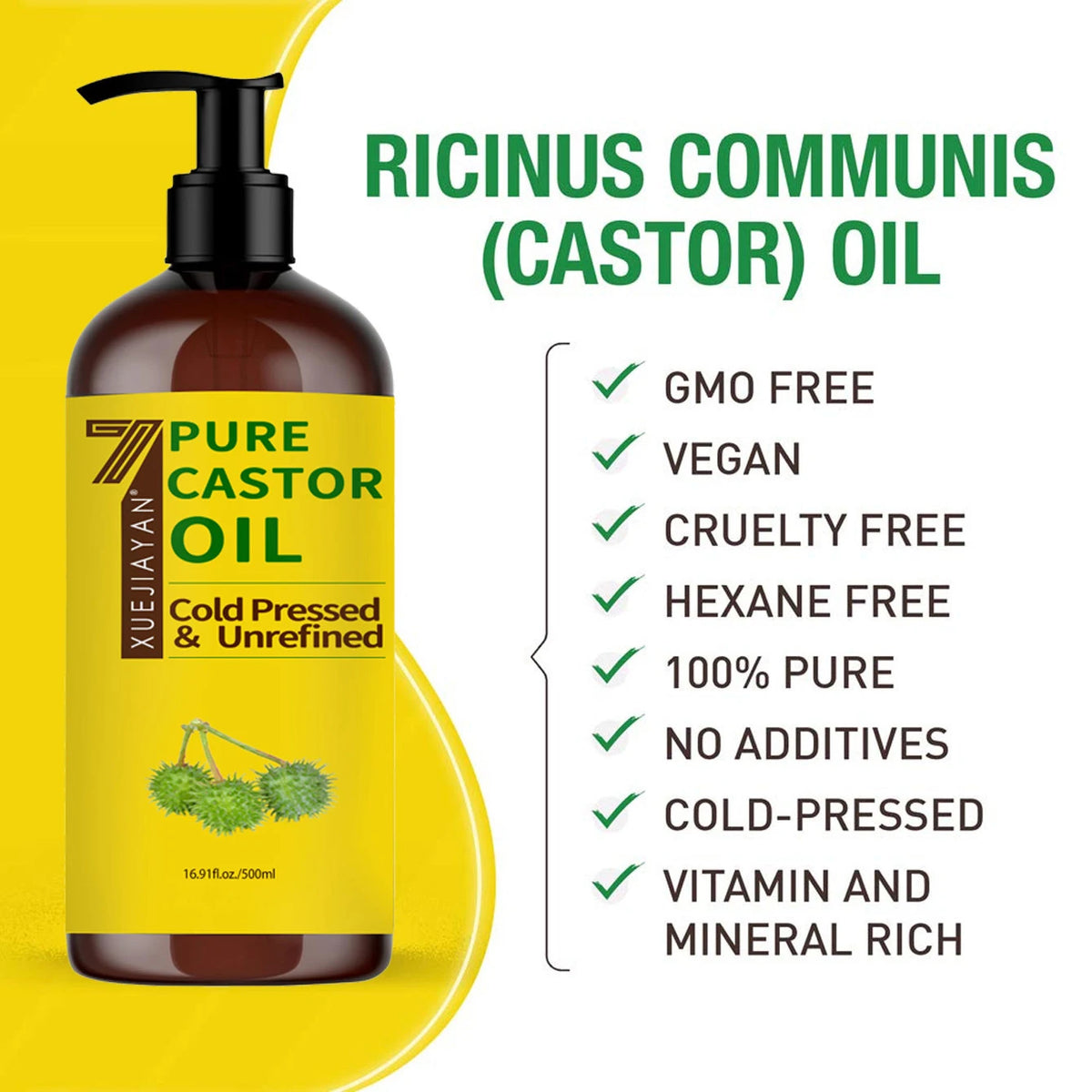 100% Pure And Castor Oil For  Eyelashes Hair Growth, And Eyebrows - Carrier Oil For Essential Oils, Aromatherapy And Massage